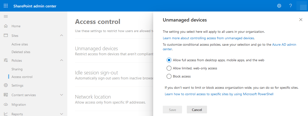 Sharepoint Online Unmanaged Devices