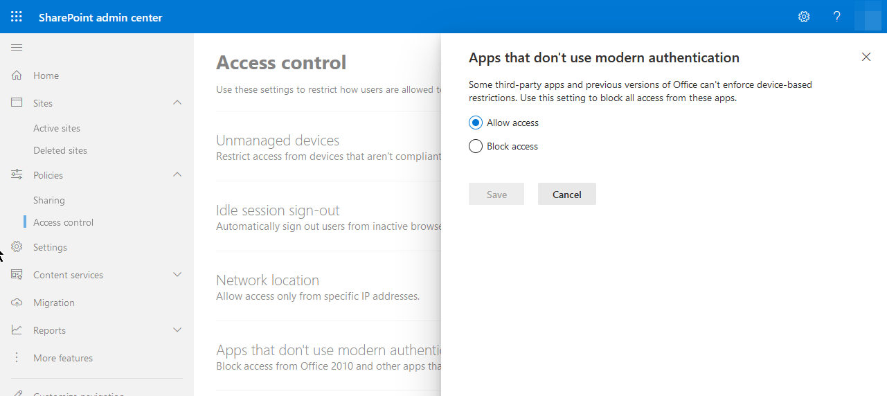 Sharepoint Online Audit Modern Authentication