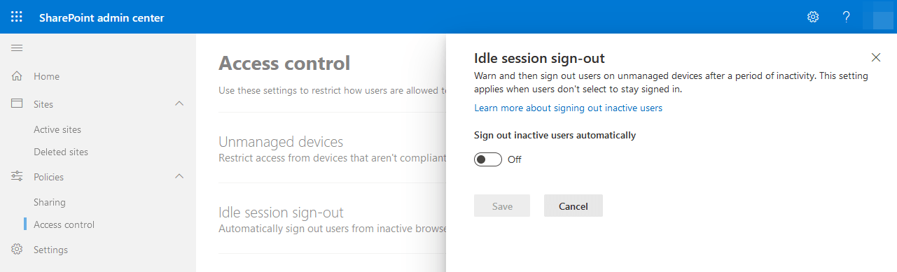 Sharepoint Online Audit idle session sign-out